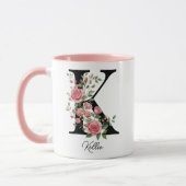 Rosen-Geburtstags-Blumengeschenk, Monogramm Initia Tasse (Links)
