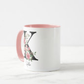 Rosen-Geburtstags-Blumengeschenk, Monogramm Initia Tasse (Vorderseite Links)