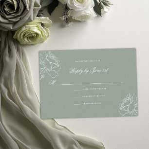 Rosen Gelübde Salbeigrün Moderne Klassische Formel RSVP Karte