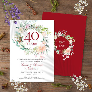 Rosen-Girlande 40. Rubinhochzeit-Jubiläum Save The Date