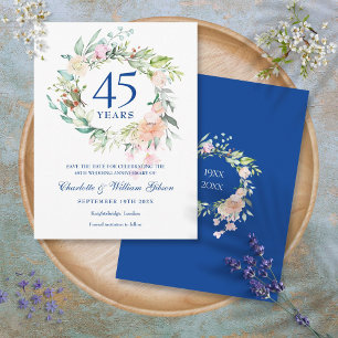Rosen-Girlande 45. 65. Hochzeitstag Save-the-Date- Postkarte