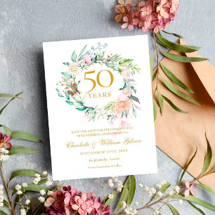 Rosen-Girlande 50. Hochzeitsjubiläum Save-the-Date Ankündigungspostkarte