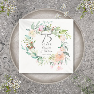 Rosen-Girlande-Blumen-75. Hochzeitstag Serviette