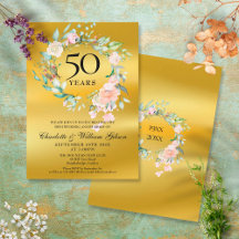 Rosen-Girlande Goldfolie 50. Hochzeitstag
