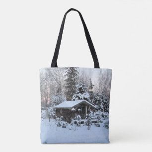 Rosen-Glühen-Sonnenuntergang-Winter-Hütte Tasche