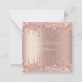 Rosen Gold Blush Glitzer Benutzerdefinierte Text-N Mitteilungskarte (Rückseite)