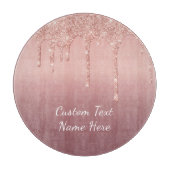 Rosen Gold Blush Glitzer Cutting Board Custom Text Schneidebrett (Vorderseite)