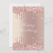 Rosen Gold Blush Glitzer Funkelnd Geburtstagskarte (Vorderseite)