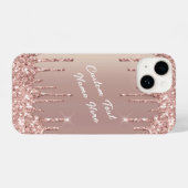 Rosen Gold Blush Glitzer Tropfen Benutzerdefiniert iPhone Hülle (Rückseite (Horizontal))