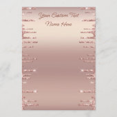 Rosen Gold Blush Glitzer Tropfen Ihr Textmenü Menükarte (Vorderseite)