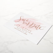 Rosen Gold Blush Modernes einfaches Skript Save th Folieneinladung (Gedreht)