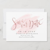 Rosen Gold Blush Modernes einfaches Skript Save th The Date (Vorderseite)