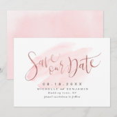 Rosen Gold Blush Modernes einfaches Skript Save th The Date (Vorne/Hinten)