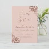 Rosen Gold Blush Pink 16 . Geburtstag Geburtstag Einladung (Stehend Vorderseite)