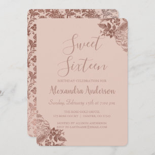 Rosen Gold Blush Pink 16 . Geburtstag Geburtstag Einladung