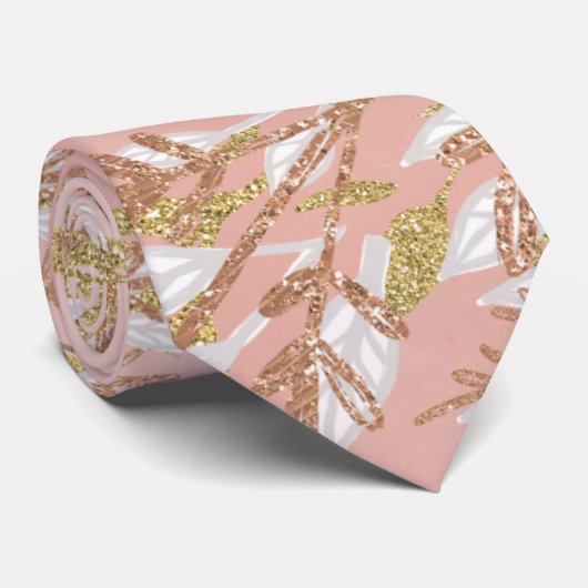 Rosen Gold Blush Pink Aquarellbinde Krawatte (Gerollt)