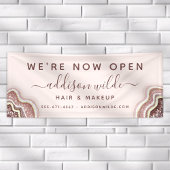 Rosen Gold Blush Pink Glitzer Agate Geode Business Banner