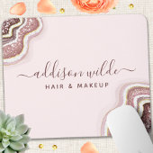Rosen Gold Blush Pink Glitzer Agate Geode Mousepad