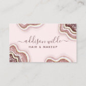Rosen Gold Blush Pink Glitzer Agate Geode Visitenkarte (Vorderseite)