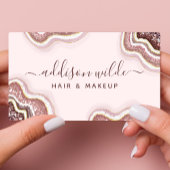 Rosen Gold Blush Pink Glitzer Agate Geode Visitenkarte