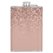 Rosen Gold Blush Pink Glitzer Benutzerdefinierter  Flachmann (Rückseite)