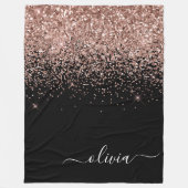 Rosen Gold Blush Pink Glitzer Script Monogram Fleecedecke (Vorderseite)
