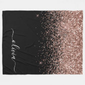 Rosen Gold Blush Pink Glitzer Script Monogram Fleecedecke (Vorderseite (Horizontal))