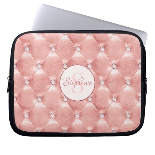 Rosen Gold Blush Pink Padding Kristall Laptopschutzhülle (Vorderseite)