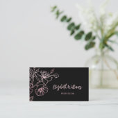 Rosen Gold Blush Pink Schwarze Blüte | QR-Code Visitenkarte (Stehend Vorderseite)