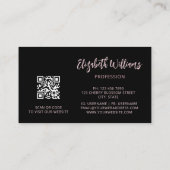 Rosen Gold Blush Pink Schwarze Blüte | QR-Code Visitenkarte (Rückseite)