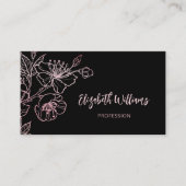 Rosen Gold Blush Pink Schwarze Blüte | QR-Code Visitenkarte (Vorderseite)