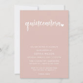 Rosen Gold Blush Simple Script Quinceanera Foto Einladung (Vorderseite)