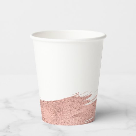 Rosen Gold Brushstroke Brautparty Paper Cup Pappbecher (Rückseite)