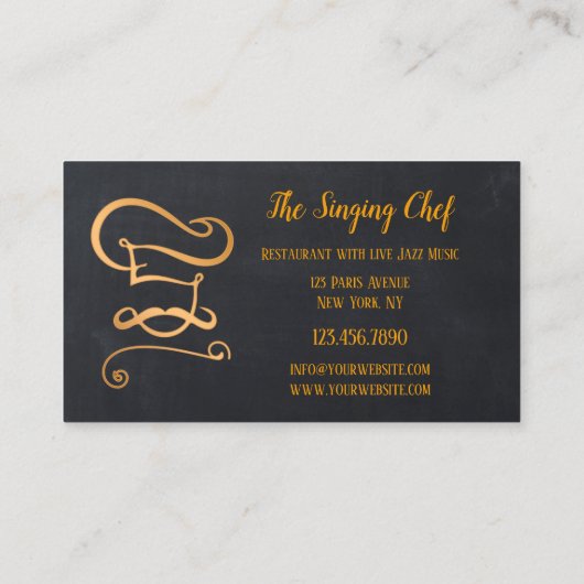 Rosen Gold Chalkboard Restaurant Business Card Visitenkarte (Rückseite)