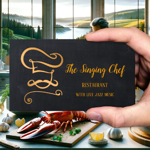 Rosen Gold Chalkboard Restaurant Business Card Visitenkarte