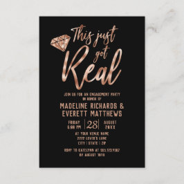 Rosen Gold Diese gerade Got echte Engagement-Party Einladung