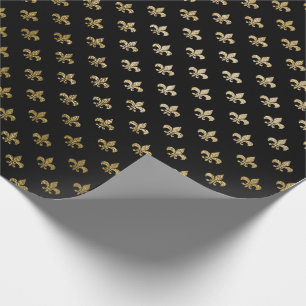 Rosen-Gold erröten Fior de Lis Black königliches Geschenkpapier