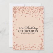 Rosen-Gold erröten Glitzerconfetti-21. Geburtstag Einladung (Rückseite)