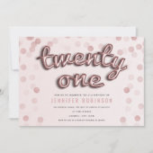 Rosen-Gold erröten rosa Glitzer-21. Geburtstag Einladung (Vorderseite)