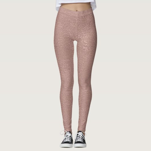 Rosen-Gold erröten Sequins-metallischer Glitzer Leggings (Vorderseite)