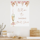 Rosen Gold Floral Glass Brautparty Begrüßungszeich Poster (Küche)