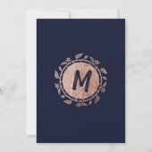 Rosen Gold Floral Navy Blue Brush Script Geburtsta Einladung (Rückseite)