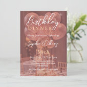 Rosen Gold Geburtstagsessen Einladung (Stehend Vorderseite)