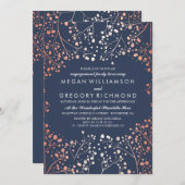 Rosen Gold Gipskraut Floral Engagement Party Einladung (Vorne/Hinten)