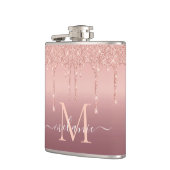 Rosen Gold Glitzer Benutzerdefinierter Letter Ihr  Flachmann (Links)