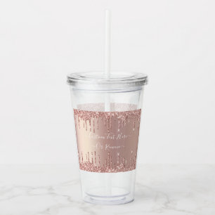 Rosen Gold Glitzer Custom Text Acrylic Tumbler Acryltrinkbecher