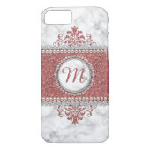 Rosen-Gold, Glitzer, Diamanten und Perlen Case-Mate iPhone Hülle (Rückseite)