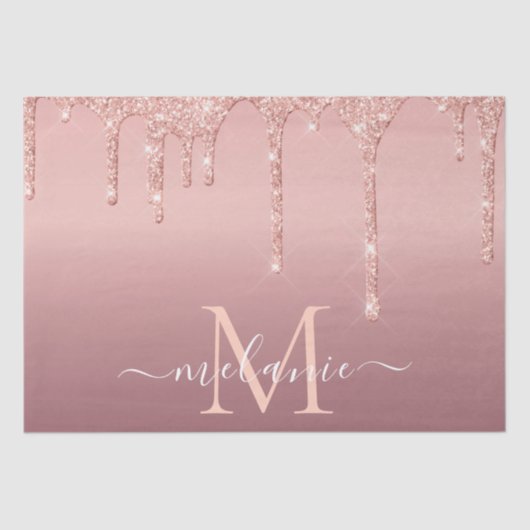 Rosen Gold Glitzer Ihr Briefnamen Tissue Paper Seidenpapier (Vorderseite)