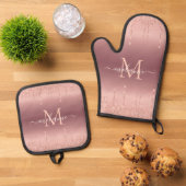 Rosen Gold Glitzer Name des benutzerdefinierten Sc Ofenhandschuh & Topflappen-Set (Oben Unten)