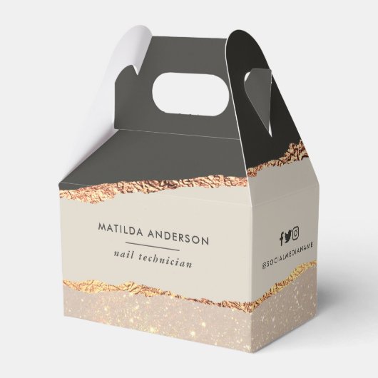 Rosen gold Glitzer rosa modernes, elegantes Budget Geschenkschachtel (Vorderseite)